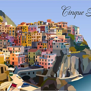 Artwork thumbnail, Illustration of the Cinque Terre, Italy by Léah Creative Studio