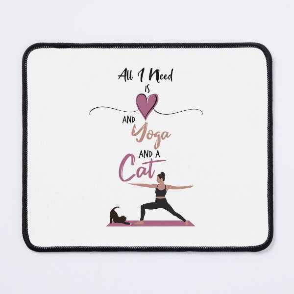 Item preview, all i need is love and yoga and a cat, cute cat lover, black cat, for light background designed and sold by KittySSmith.