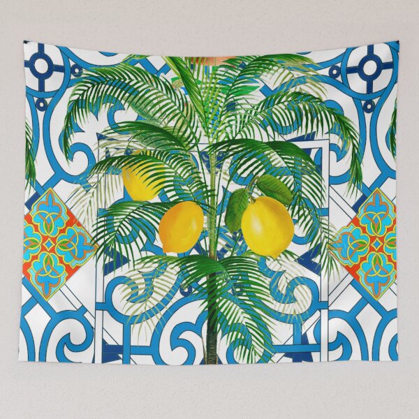Item preview, Italian,Sicilian art,palm tree,tiles,lemons  designed and sold by MariaMarinova.