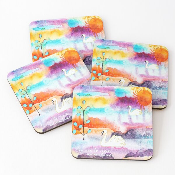 Item preview, New Adventures - Abstract landscape in watercolor with swan designed and sold by SusanneRoseArt.
