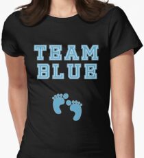 Team Blue Boy Mom Baby Shower Gender Reveal Party Cute Funny Gift Women's Fitted T-Shirt