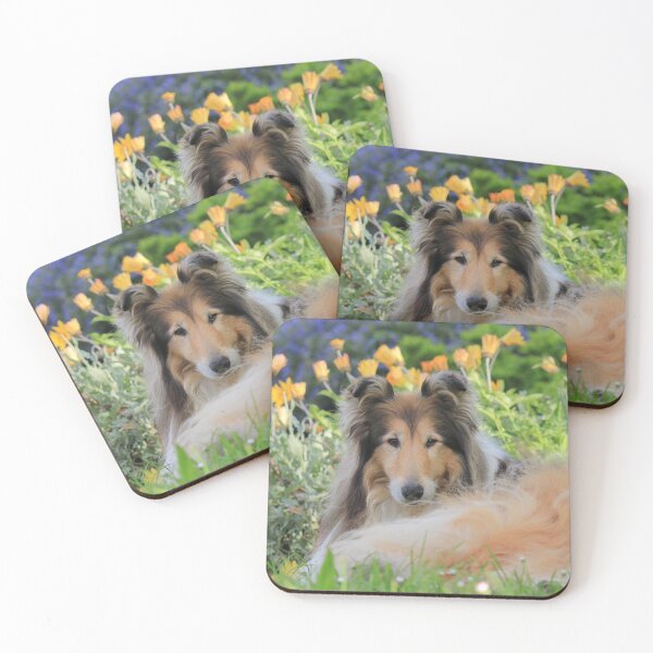Item preview, Rough Collie In Colorful Garden designed and sold by KarenWoodArt.