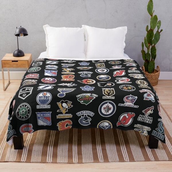 NHL teams black Throw Blanket