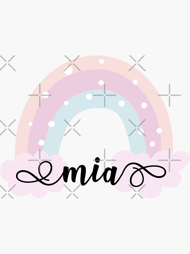 ""Mia" Name with Pastel Rainbow" Sticker by LotusPrints9 Redbubble