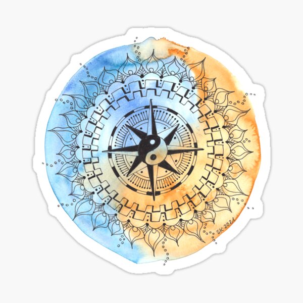 Mandala "Finde deinen Weg" - Aquarellbasis Sticker