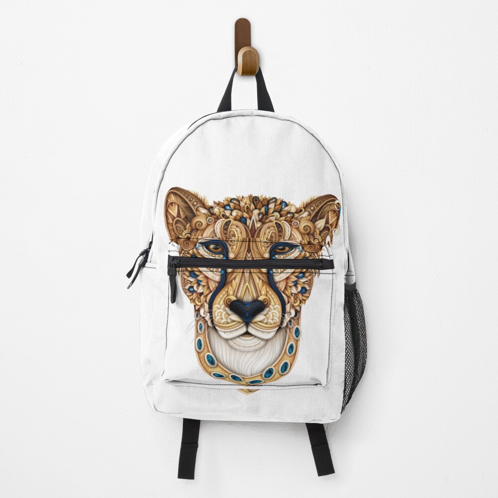Ornate Decorative Cheetah Print on White Backpack