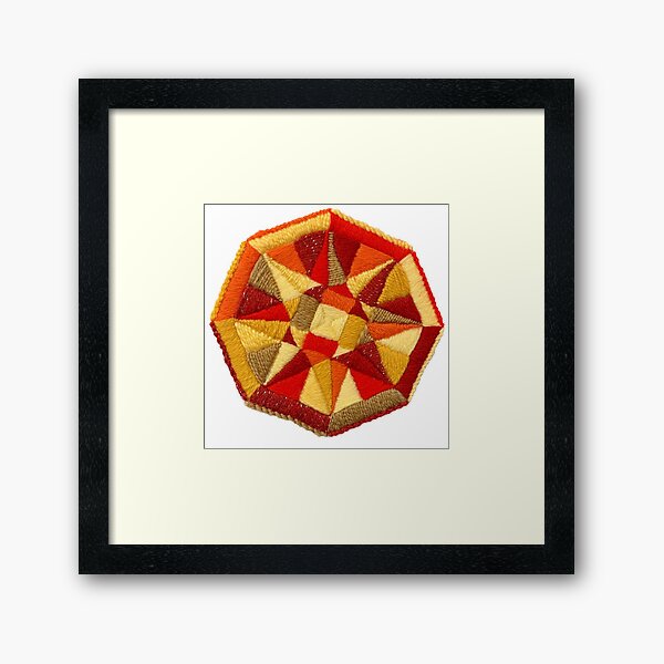 Warm Summer Coloured Geometric Mandala Framed Art Print