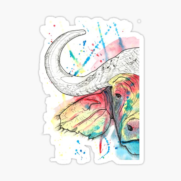 Buffalo Watercolour Sticker