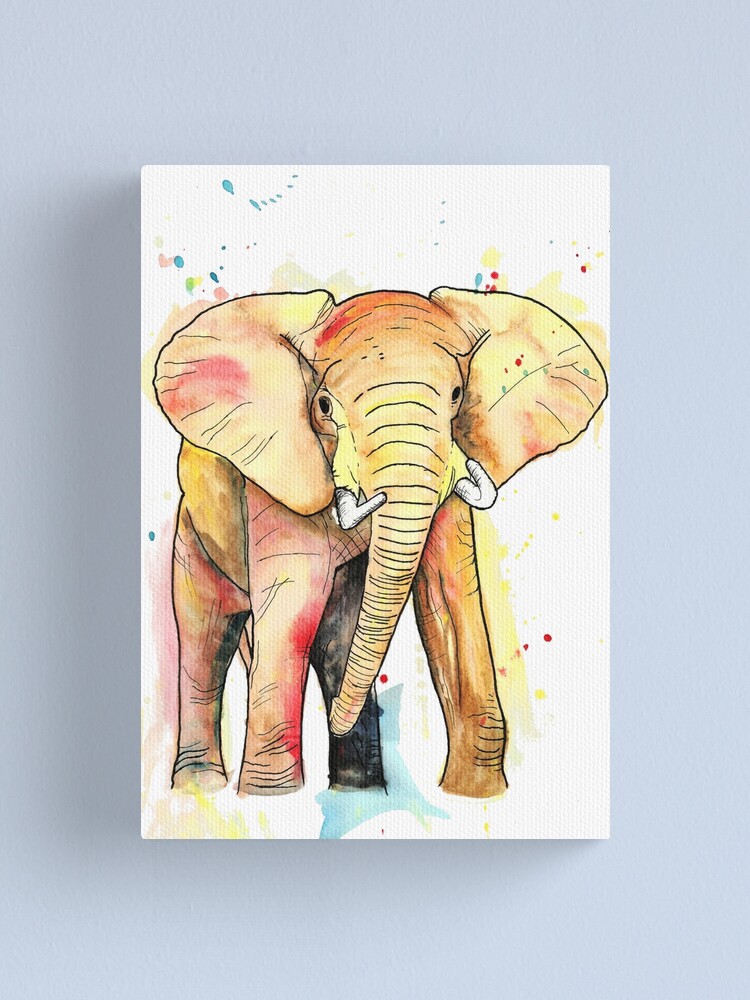 Alternate view of Elephant Watercolour Canvas Print