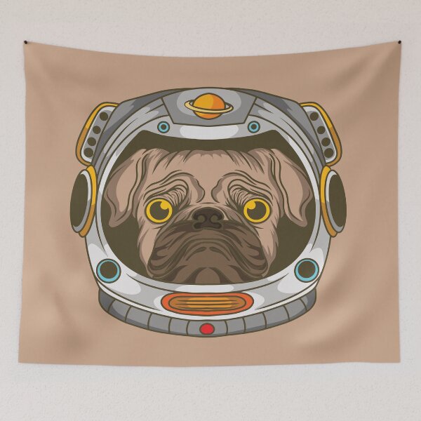 Item preview, Unhappy Astronaut Pug In Space Helmet designed and sold by AfropunkDesigns.