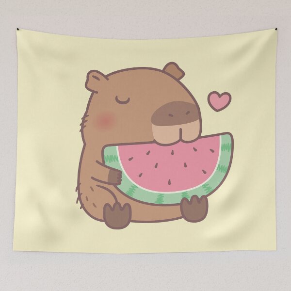 Item preview, Cute Capybara Loves Watermelon designed and sold by rustydoodle.