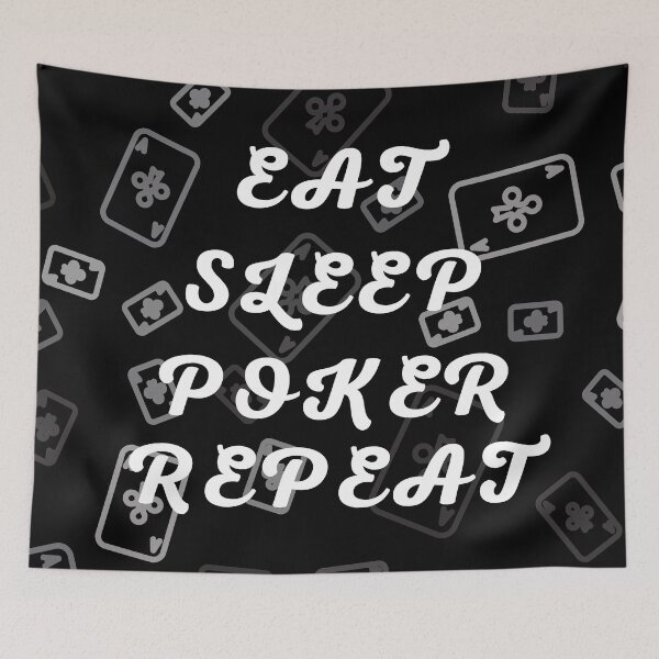 Item preview, Eat Sleep Poker Repeat - For A Fine Poker Night - Scattered Playing Cards In Black designed and sold by LuckyKermit.