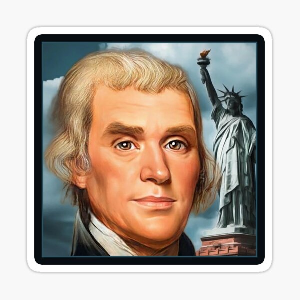 Thomas Jefferson Cartoon Caricature, thomas, jefferson, thomas jefferson, Thomas Jefferson cartoon, cartoon, caricature, painting, comics, usa, president, united states of america Sticker