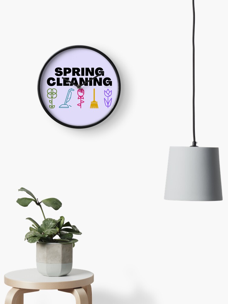 Thumbnail 2 of 4, Clock, Spring Cleaning Funny Cleaning Lady Housekeeper Janitor designed and sold by SavvyCleaner.