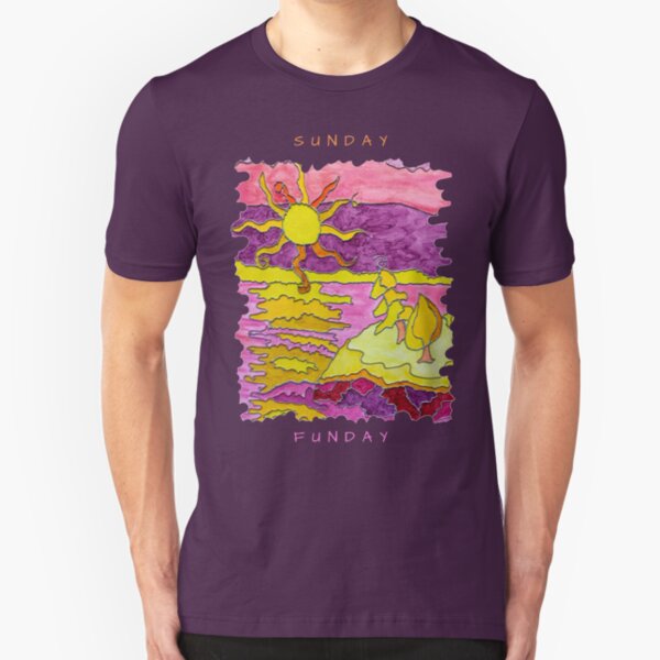 OCEAN ART SUNSET FUNNY SUNDAY FUNDAY Slim Fit T-Shirt