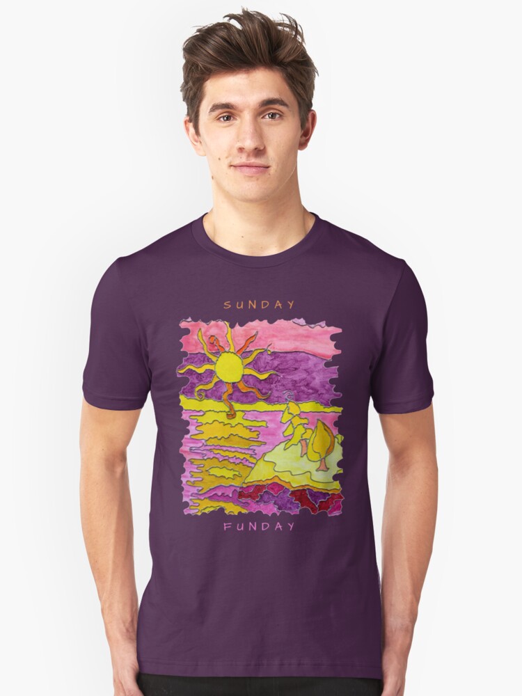 Alternate view of OCEAN ART SUNSET FUNNY SUNDAY FUNDAY Slim Fit T-Shirt