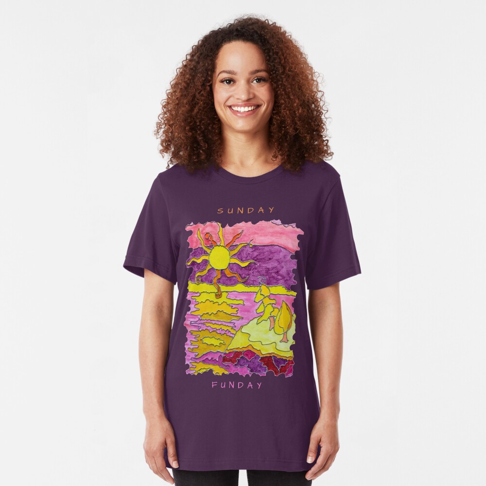 OCEAN ART SUNSET FUNNY SUNDAY FUNDAY Slim Fit T-Shirt