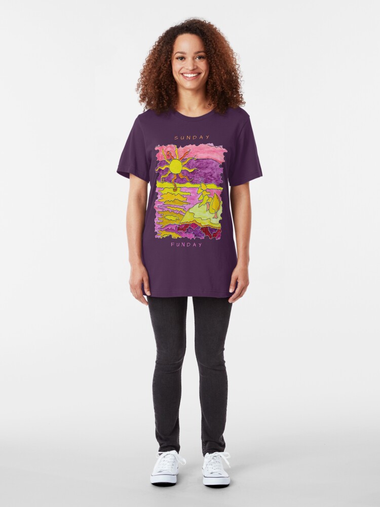 Alternate view of OCEAN ART SUNSET FUNNY SUNDAY FUNDAY Slim Fit T-Shirt