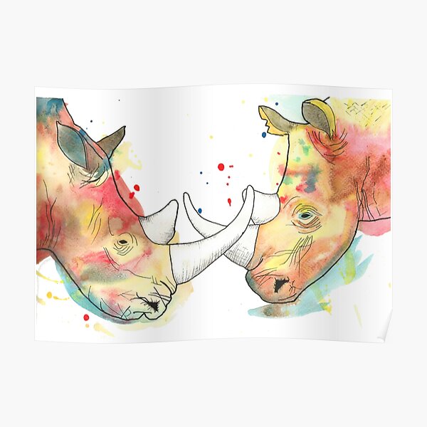 Rhino Watercolour Poster