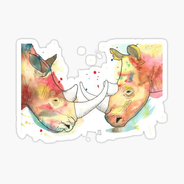 Rhino Watercolour Sticker