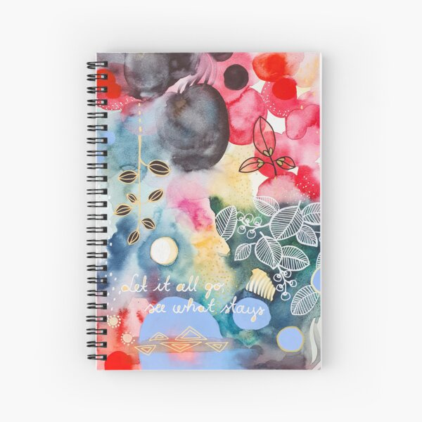 Let It All Go - Abstract watercolor with leaves Spiral Notebook