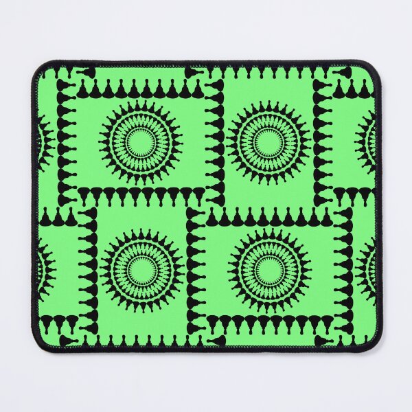 Item preview, Bellringer Motif Woven Circles and Lines Black on Bright Green Repeat 5748 designed and sold by Art in My Loft.