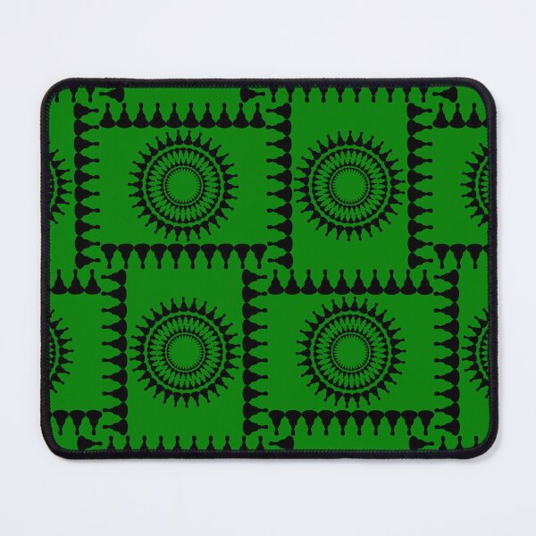 Item preview, Bellringer Motif Woven Circles and Lines Black on Medium Green Repeat 5748 designed and sold by Art in My Loft.