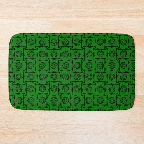 Item preview, Bellringer Motif Woven Circles and Lines Black on Medium Green Repeat 5748 designed and sold by Art in My Loft.