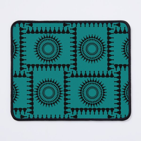 Item preview, Bellringer Motif Woven Circles and Lines Black on Medium Teal Repeat 5748 designed and sold by Art in My Loft.
