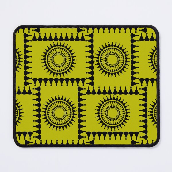 Item preview, Bellringer Motif Woven Circles and Lines Black on Yellow Green Repeat 5748 designed and sold by Art in My Loft.