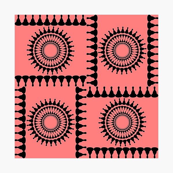 Item preview, Bellringer Motif Woven Circles and Lines Black on Light Red Repeat 5748 designed and sold by Art in My Loft.