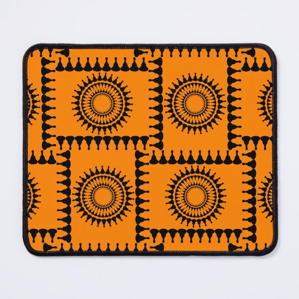 Item preview, Bellringer Motif Woven Circles and Lines Black on Orange Repeat 5748 designed and sold by Art in My Loft.