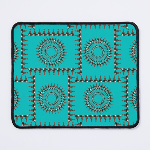 Item preview, Bellringer Motif Woven Circles and Lines on  Medium Teal Repeat 5748 designed and sold by Art in My Loft.