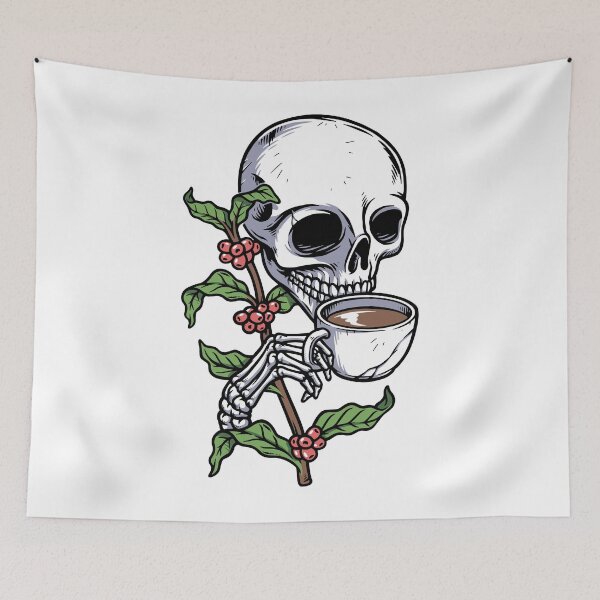 Item preview, Skull Drinking Coffee and Coffee Tree designed and sold by Ala Muk.