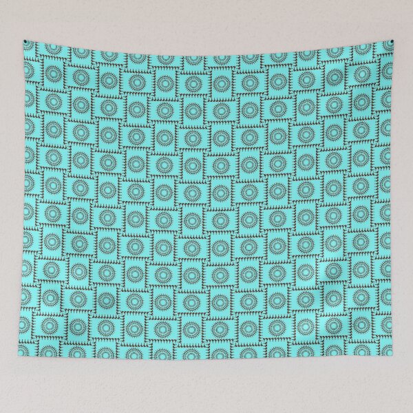 Item preview, Bellringer Motif Woven Circles and Lines on Light Teal Repeat 5748 designed and sold by Art in My Loft.