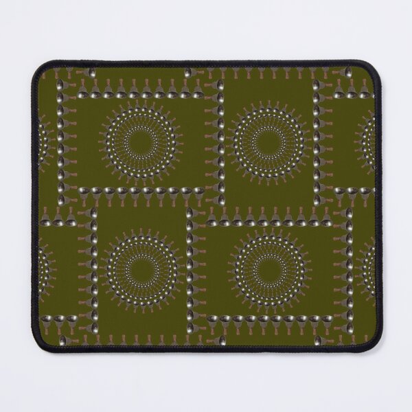 Item preview, Bellringer Motif Woven Circles and Lines on Dark Khaki Repeat 5748 designed and sold by Art in My Loft.