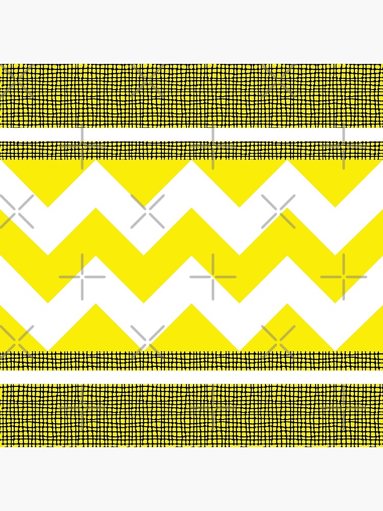 "Geometric Zig Zag Texture Pattern White and Mustard Yellow" Poster for