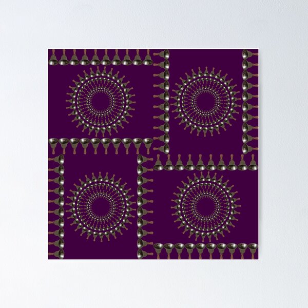 Item preview, Bellringer Motif Woven Circles and Lines on Dark Plum Repeat 5748 designed and sold by Art in My Loft.