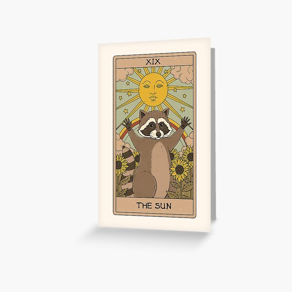 Vista previa del artículo con la obra «El Sol - Tarot de los Mapaches», diseñado y vendido por Thiago Corrêa.