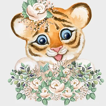 Artwork thumbnail, Tiger With Flowers by RheaRealm