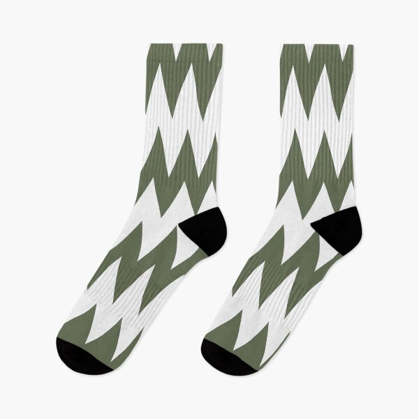Item preview, Green and White Zig-zag Horizontal Stripe Pattern Pairs DE 2022 Popular Color Hinterland DET509 designed and sold by ColorOfTheYears.
