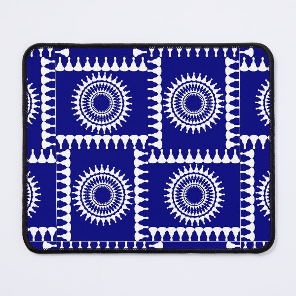 Item preview, Bellringer Motif Woven Circles and Lines White on Blue Repeat 5748 designed and sold by Art in My Loft.