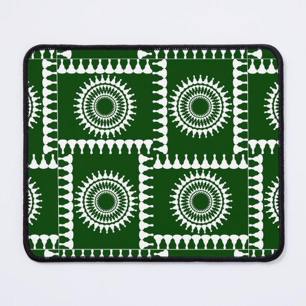 Item preview, Bellringer Motif Woven Circles and Lines White on Green Repeat 5748 designed and sold by Art in My Loft.