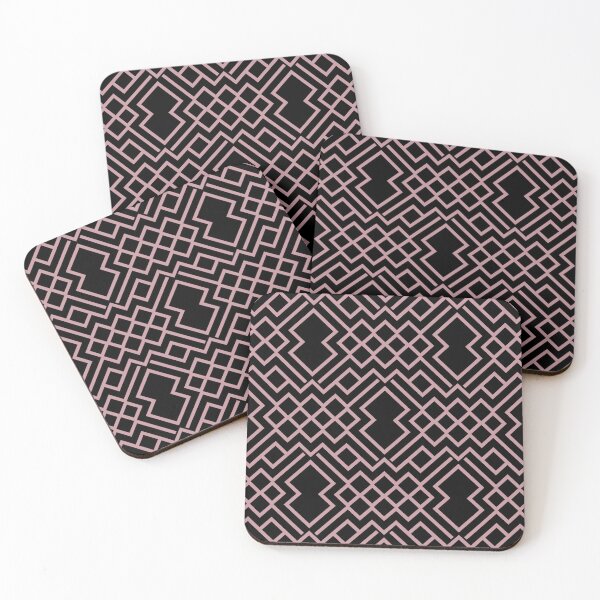 Item preview, Black and Pink Geometric Shape Pattern Pairs DE 2022 Popular Color Rose Meadow DE6025 designed and sold by ColorOfTheYears.
