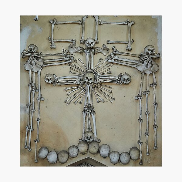 Sedlec Ossuary Entrance Photo Art, Skull Bone Church Photographic Print