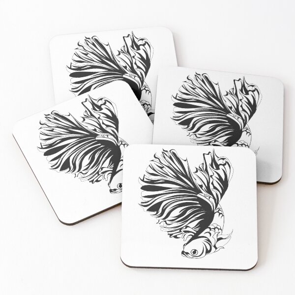 Item preview, Betta fish drawing black and white designed and sold by 4You4U.