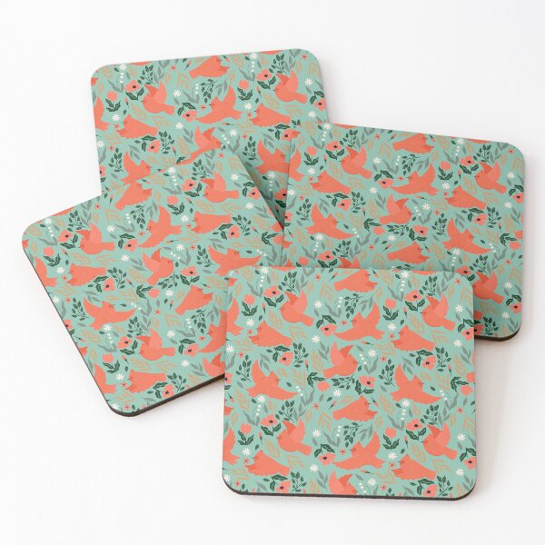 Item preview, red cardinal birds and flowers designed and sold by burbura.