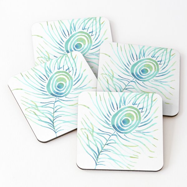 Item preview, Turquoise Peacock Feather on White designed and sold by MarcyBrennanArt.