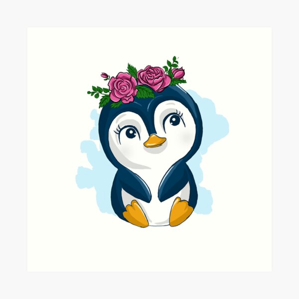 "cute penguin hand drawings " Art Print for Sale by RuuArts | Redbubble