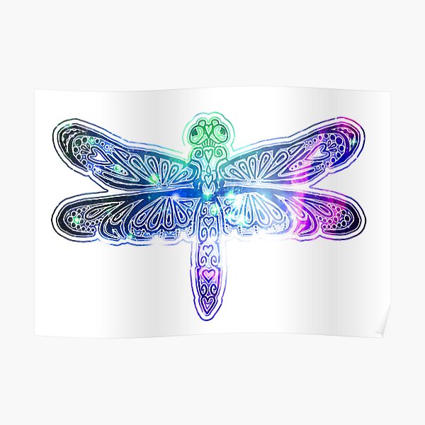 Stellar Dragonfly - Blue/Green/Violet Poster